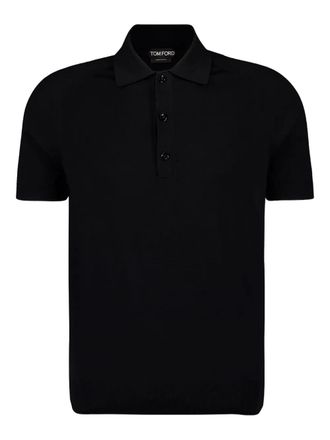 Tom Ford short-sleeve polo shirt - men - Wool/Spandex/Elastane/Polyamide/Mother of Pearl - 48 - Black