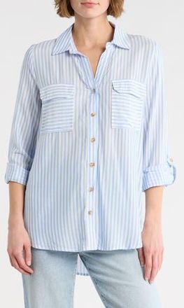 Blu Pepper Stripe Long Sleeve Button-Up Shirt in Blue at Nordstrom Rack, Size Medium