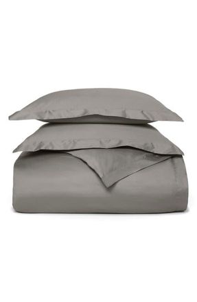 Boll & Branch Percale Hemmed 300 Thread Count Duvet Cover & Shams Set in Stone at Nordstrom, Size King