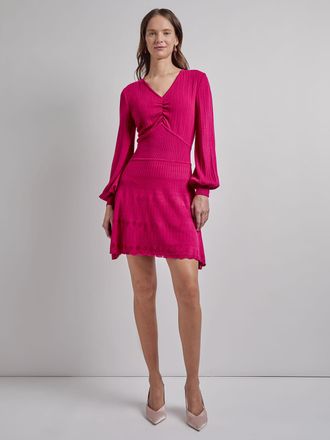 Misook Fit & Flare Tonal Ribbed Knit Mini Dress - Modern Fit