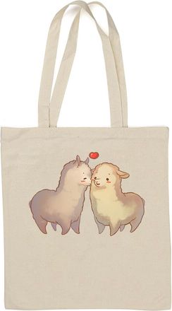 Generic Cute alpacas in love art Natural Cotton Tote Bag White