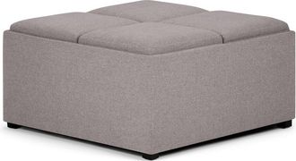 Simpli Home Avalon 35In Contemporary Square Coffee Table Storage Ottoman