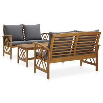 vidaXL Muebles De Jard&iacute;n 3 Piezas Con Cojines Madera Maciza De Acacia Vidaxl