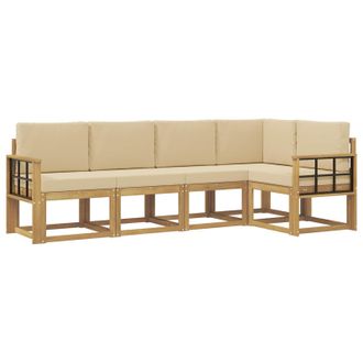 vidaXL Conjunto De Sof&aacute;s De Exterior Con Coj&iacute;n 5 Pcs Y Beige Vidaxl