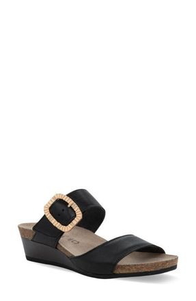 Naot Magic Luxe Double Strap Platform Slide Sandal in Black Leather at Nordstrom, Size 11Us