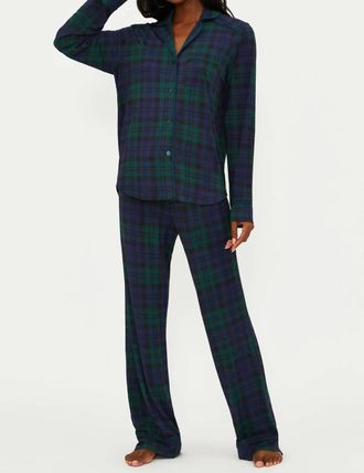 Beach Riot Livy Top & Connie Pant Pajama Set In Wintergreen Plaid