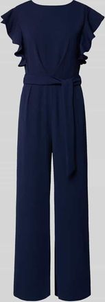 Apricot Jumpsuit mit Bindeg&uuml;rtel und Eingrifftaschen in Marine, Gr&ouml;&szlig;e XXL