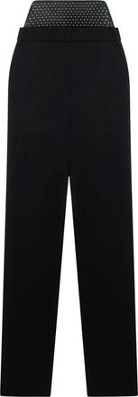 Simona Corsellini Rechte Broek - Dames - Straight fit broeken - Zwart - 2XS - Leer - Broeken