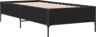 vidaXL Estructura de cama madera ingeniería y metal negro 100x200 cm Vidaxl