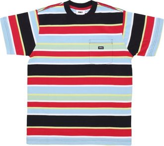Obey Gestreepte Zak T-shirt Zwart Multi - Heren - T-shirts - Veelkleurig - XL - Katoen - Tops