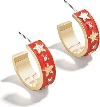 WEAR by Erin Andrews WEAR By Erin Andrews x BaubleBar Houston Astros Enamel Hoop Earrings in Gold at Nordstrom