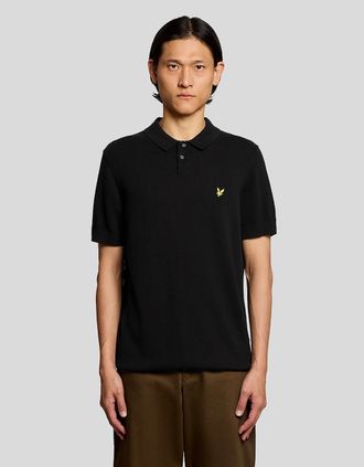 Lyle & Scott Lyle And Scott Mens Cotton Knitted Polo Shirt - Black - Size: 34
