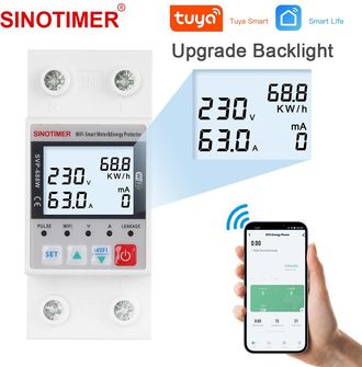 OEM Medidor De Energ&iacute;a Wifi Inteligente Ac 63a 80-300v Dispositivo Inteligente De Protecci&oacute;n Contra Sobretensi&oacute;n/subtensi&oacute;n Por Fuga A Tierra Dispositivo 
