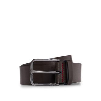 HUGO BOSS Grained leather belt with red stitching