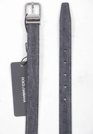 Dolce & Gabbana Mannen Zwart Exotisch Huidmotief Zilver Gesp Riem