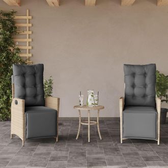 vidaXL Vidaxl - Sill&oacute;n Reclinable Jard&iacute;n Reposapi&eacute;s 2 Uds Rat&aacute;n Pe Beige Mezcla