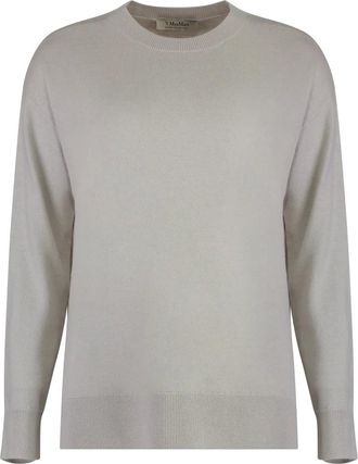 Max Mara Truien & Vesten, Dames, Grijs, M, Wol, Geribbelde wollen trui in Verona-stijl