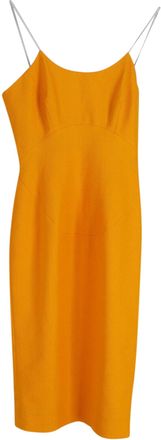 Victoria Beckham Spaghetti Strap Dress in Yellow Cotton