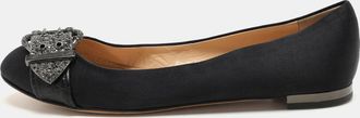 Giuseppe Zanotti Black Satin Embellished Ballet Flats