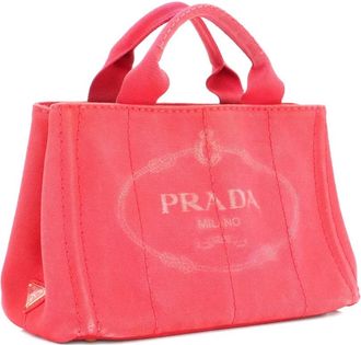Prada Borsa tote Canapa mini in tela - Rosso