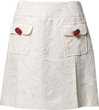 Dolce & Gabbana Falda Mini de Brocado Floral de Cintura Alta - Skirts - Mujer - Blanco - S