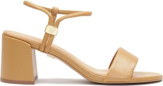 Kazar Sandalen met een brede hak en originele sluiting - Dames - Sandalen met hakken - Bruin - 41 EU - Leer - Schoenen