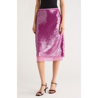 ASTR the Label Sequin Midi Skirt in Lilac at Nordstrom, Size X-Small