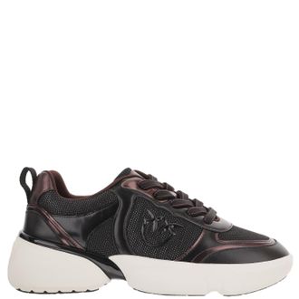 Pinko Black Alba Leather-Blend Laminated Sneakers