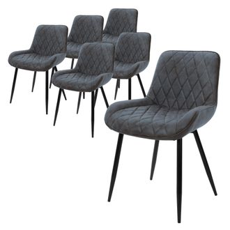 ML Design Ml-design - Set 6x Sillas De Comedor Negro Moderno 81 Cm Asiento Tapizado De Terciopelo Transpirable Y Suave Con Patas De Metal Sill&oacute;n Con Respaldo Er