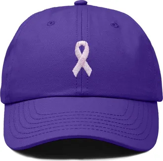Dalix Pink Ribbon Dad Cap in Purple at Nordstrom
