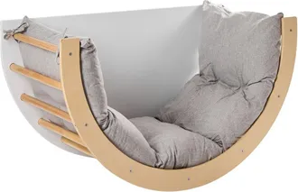 Beliani Climbing Arch Light Brown Pine Wood Multifunctional Montessori 3 in 1 Chair and Table Kids Room NIMBIN