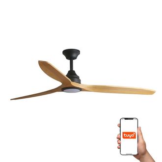 Netlighting Alo Large 3 Blade Ceiling Fan Black Wood Light Smart in Brown