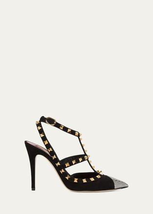 Valentino Garavani Rockstud 100mm Studded Suede Strappy Pumps