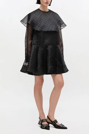 Ganni Black Organza Circle Collar Dress - Size 34
