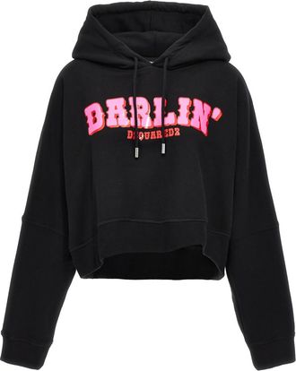 Dsquared2 Black Graphic Hood Sweatshirt