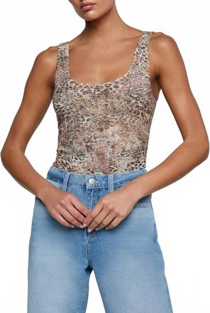 L'agence Kalea Scoop Neck Tank Bodysuit In Valencia Leopard