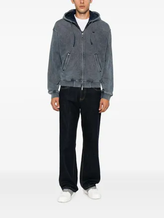 Emporio Armani Cotton-Blend Hoodie Hoodie - Gray