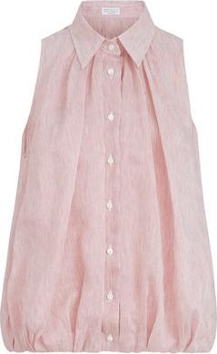 Brunello Cucinelli Striped organza shirt in Red at Nordstrom, Size Xx-Large Eu