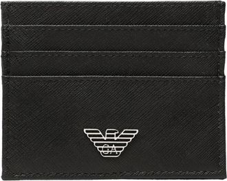 Emporio Armani Kaarthouder met logo-embleem - Heren - Portefeuilles - Zwart - ONE Size - Accessoires