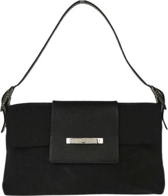 Bulgari Pre-owned Shoulder Bags, female, Black, Size: ONE SIZE Pre-owned Canvas Shoulder Bag
