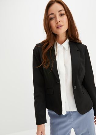 Bonprix Kurzblazer BONPRIX Kurzblazer, Damen, Gr. 38, schwarz, Obermaterial: 95% Polyester, 5% Elasthan. Futter: 100% Polyester, festlich, slim fit, Blazer Ku