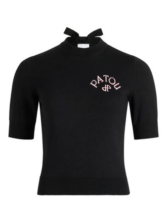 Patou logo-embroidered sweater - women - Organic Cotton/Polyester - S - Black