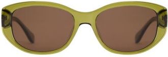 Mohala Eyewear Melialani Polarized Low Bridge Oval Sunglasses in Olivine /Tan Lenses at Nordstrom