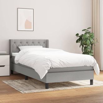vidaXL Cama Box Spring Con Colch&oacute;n Tela Gris Claro 80x200 Cm Vidaxl