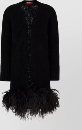 Max Mara feather trim wool blend cardigan