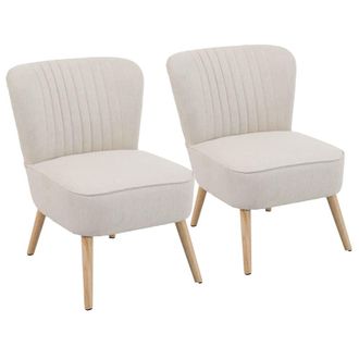 Oviala Conjunto de 2 sillones estilo sapo en tela beige