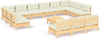 vidaXL Muebles De Jard&iacute;n 14 Piezas Y Cojines Madera Maciza De Pino Vidaxl