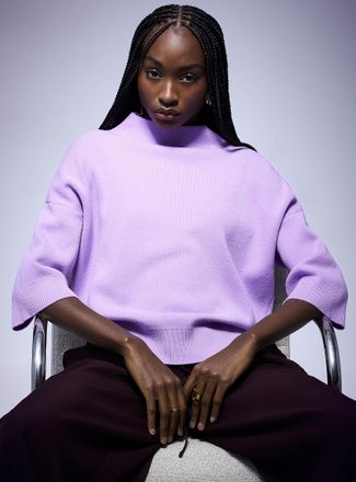 Icone Womens 3/4-sleeve mock-neck sweater