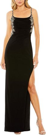 Mac Duggal Ruched Open Back Column Gown