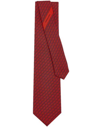 Ferragamo Woven-print silk tie - Blue